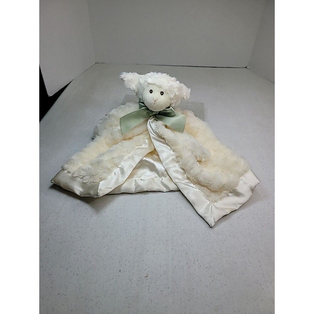 Bearington Baby Collection Lamby Cream Lamb Plush Satin Lovey Security Blanket